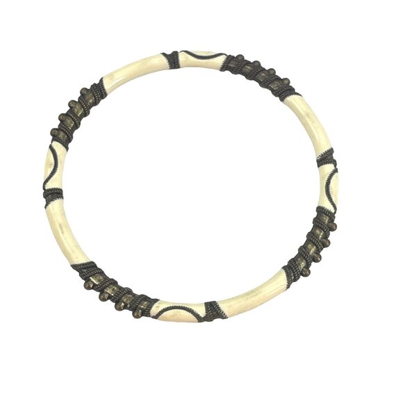 Handcrafted Enamel & Metal Beaded Bangle Bracelet For Women - Picture 4 of 6